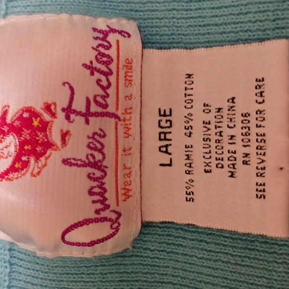 Turquoise blue beaded cardigan sweater by Quacker Factory Large - Picture 6 of 10